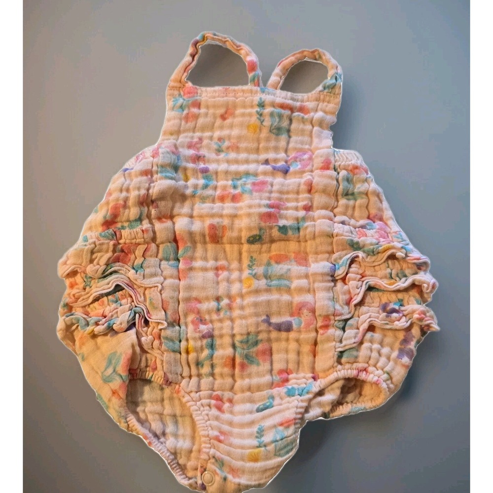 Angel‎ Dear Mermaid Bubble Romper Cotton Muslin Beach Summer Size 6-12months